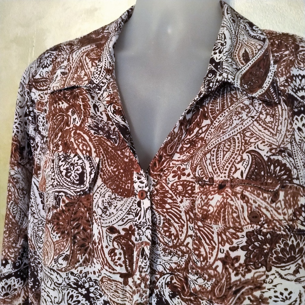 NY Collection Long Paisley Blouse NWT 3X - Picture 2 of 6